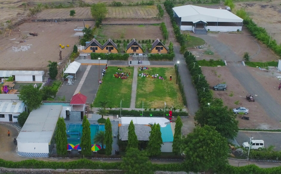 Aerial view of Orson Resort at Alkuti, Ahmednagar