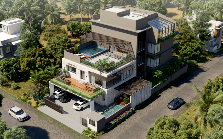 3D render of Shinde Villa luxury bungalow at Nigdi, Pune